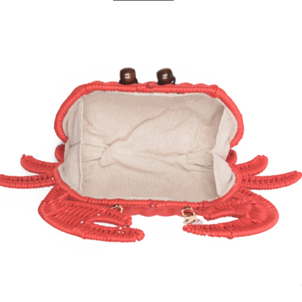 NWT Tommy bahama Red Crab-Shaped Woven Bag - Picture 3 of 4